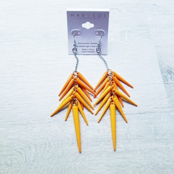 "BUNDLES ONLY" Tropical Orange Dangle Spikes Earrings - Picture 2 of 6